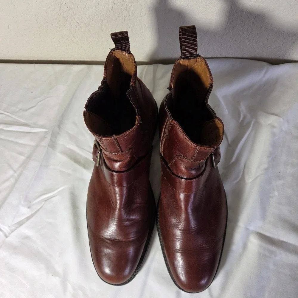 Johnston & Murphy XC4 Mens 10.5 M Leather Monk Strap Chelsea Boots Brown 20-1642